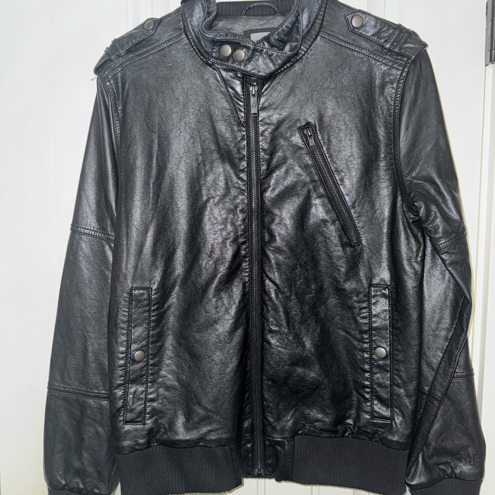 Men's Rip Curl Small Hells Bells Black Faux Leather Bomber